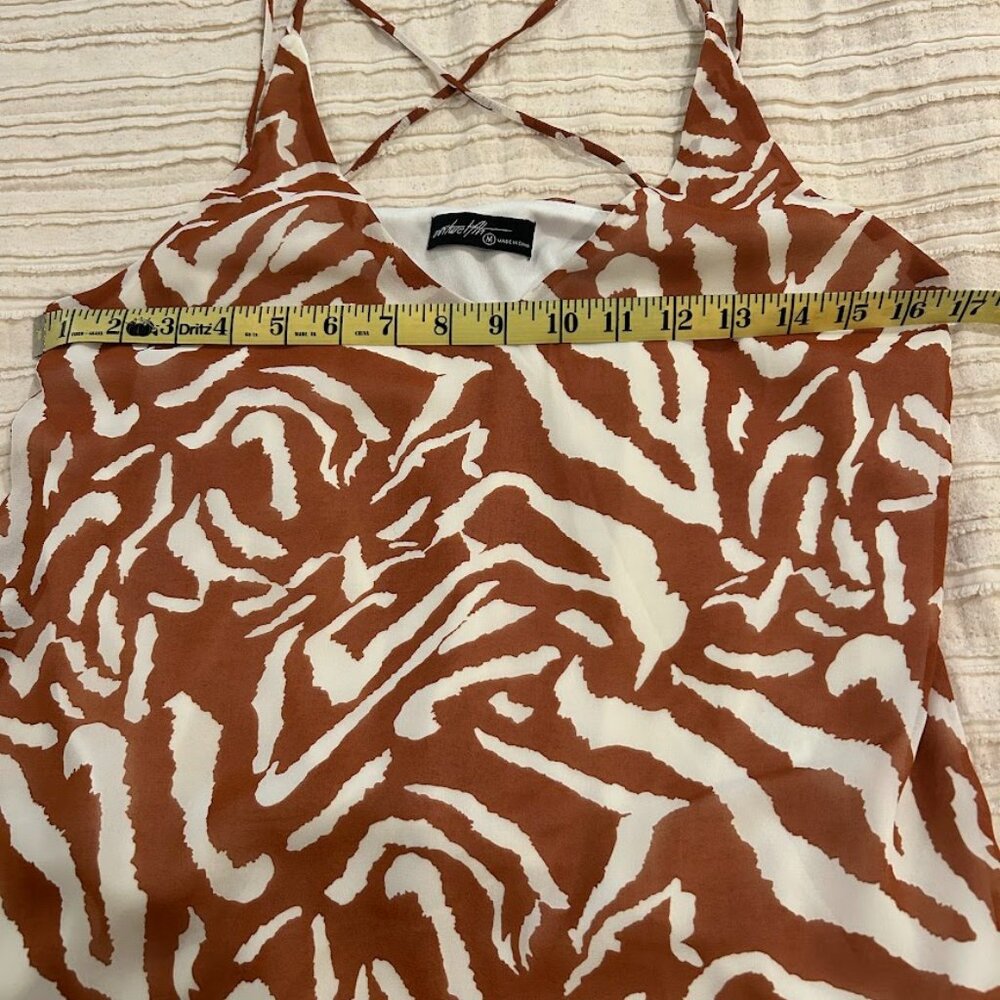 On Twelfth Animal Print Spaghetti Strap Tank Mob Wife Chic Medium Cami Brown